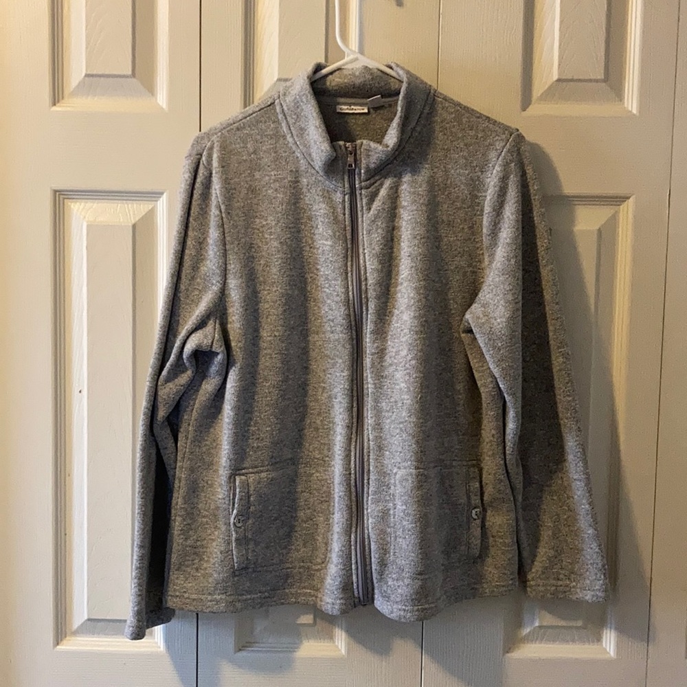 Croft & Barrow Gray Fleece Lined, Zip Sweater- Size PXL